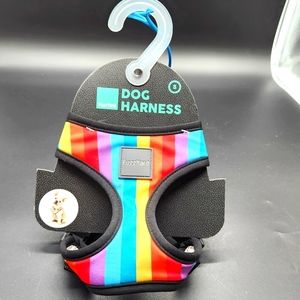 New Fuzzyard Adjustable Rainbow Striped Pet Harness Size Small